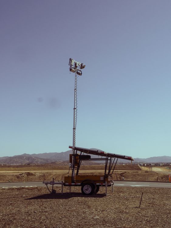 Portable solar-powered equipment in an outdoor work setting