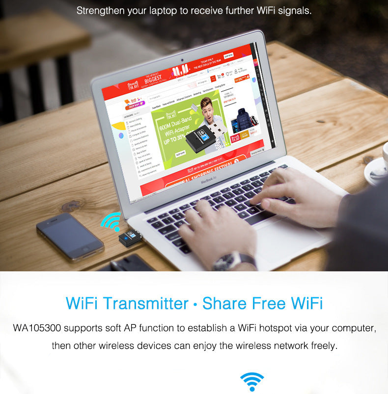 Mini USB Wi-Fi Adapter — 300Mbps