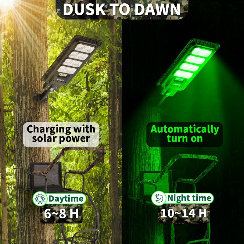 Powerful Solar Green Feeder Light for Hunting — 25,000 Lumens