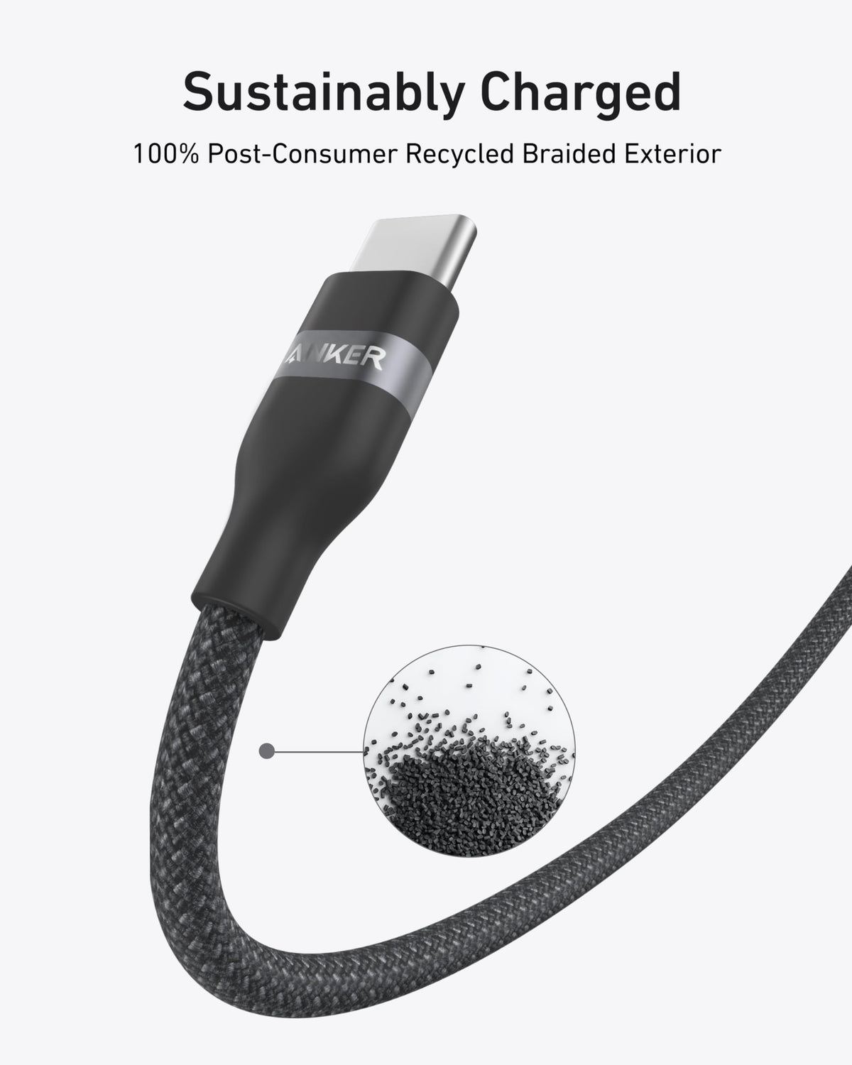 Anker USB-C to USB-C Cable (3 ft / 6 ft / 10 ft, 240W, Upcycled-Braided)