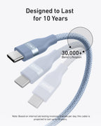 Anker USB-C to USB-C Cable (3 ft / 6 ft / 10 ft, 240W, Upcycled-Braided)
