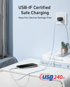 Anker USB-C to USB-C Cable (3 ft / 6 ft / 10 ft, 240W, Upcycled-Braided)