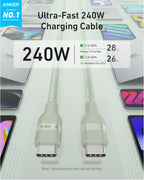 Anker USB-C to USB-C Cable (3 ft / 6 ft / 10 ft, 240W, Upcycled-Braided)
