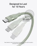 Anker USB-C to USB-C Cable (3 ft / 6 ft / 10 ft, 240W, Upcycled-Braided)