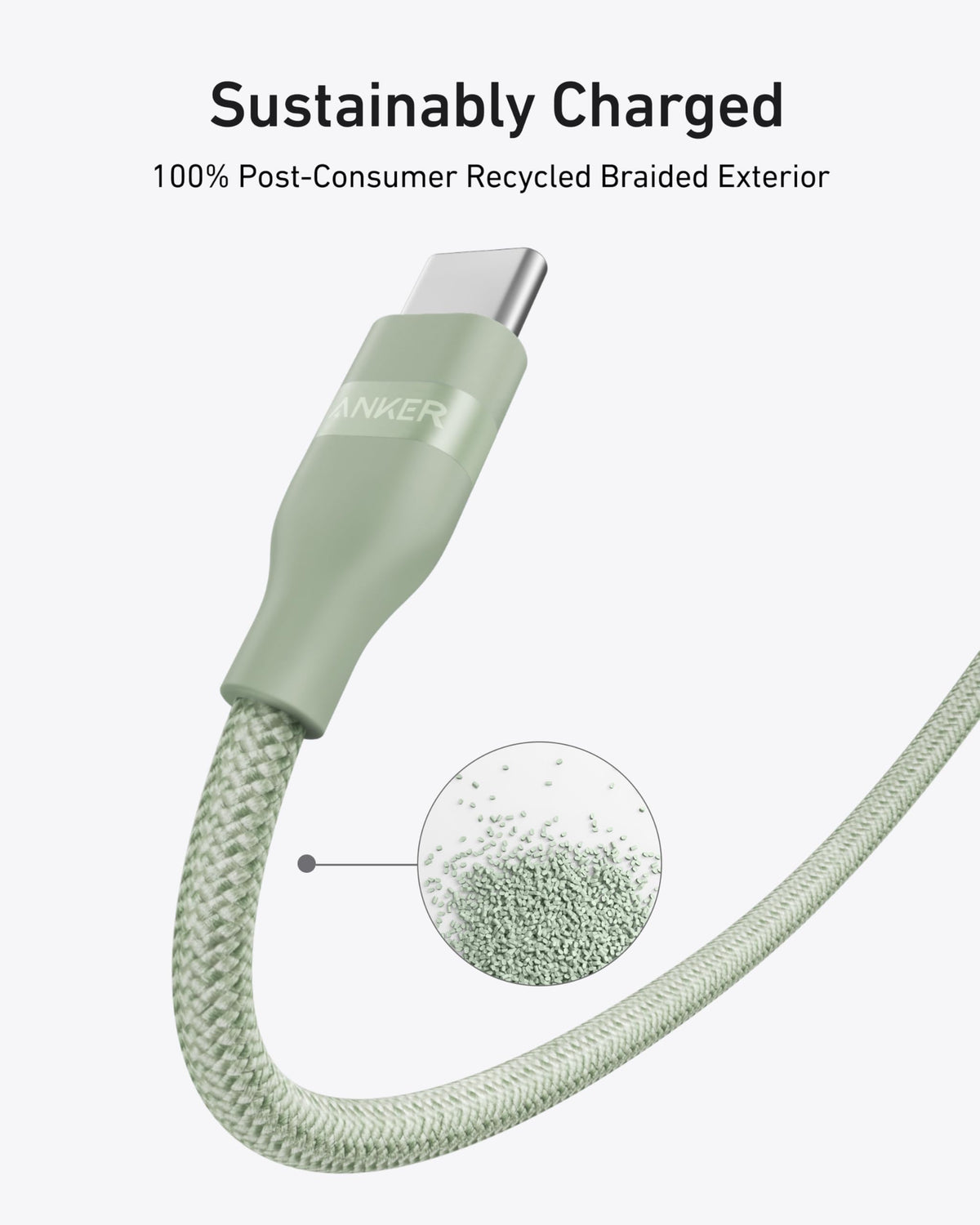 Anker USB-C to USB-C Cable (3 ft / 6 ft / 10 ft, 240W, Upcycled-Braided)