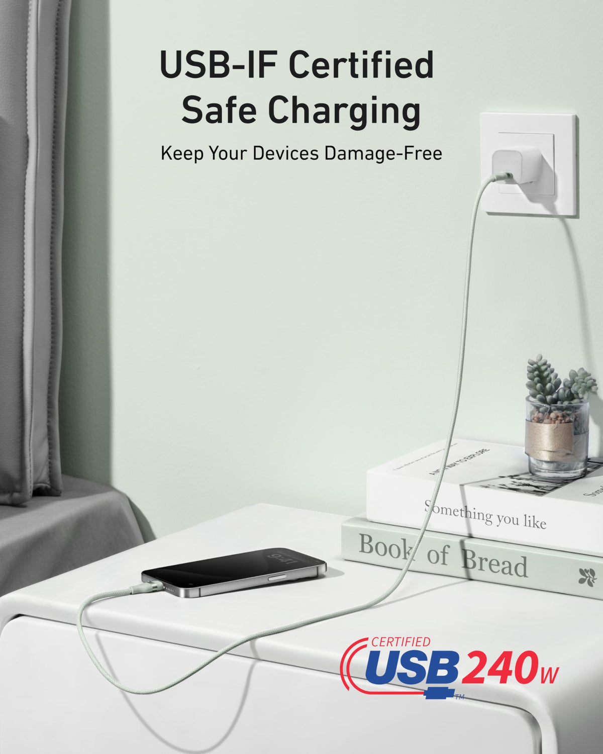 Anker USB-C to USB-C Cable (3 ft / 6 ft / 10 ft, 240W, Upcycled-Braided)