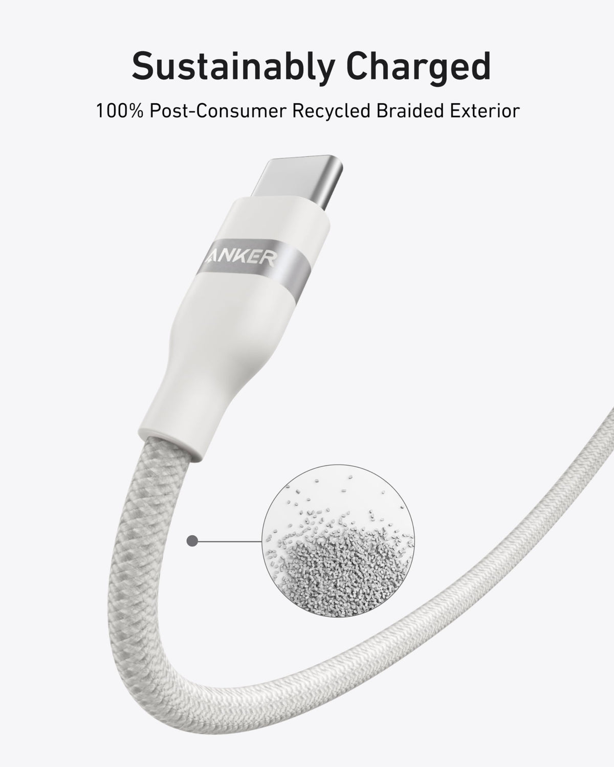Anker USB-C to USB-C Cable (3 ft / 6 ft / 10 ft, 240W, Upcycled-Braided)
