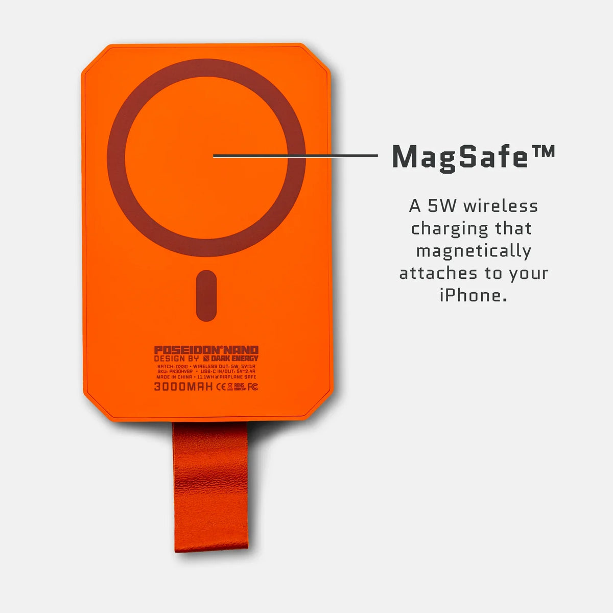Dark Energy Poseidon Nano - Orange magnetic wireless charging surface