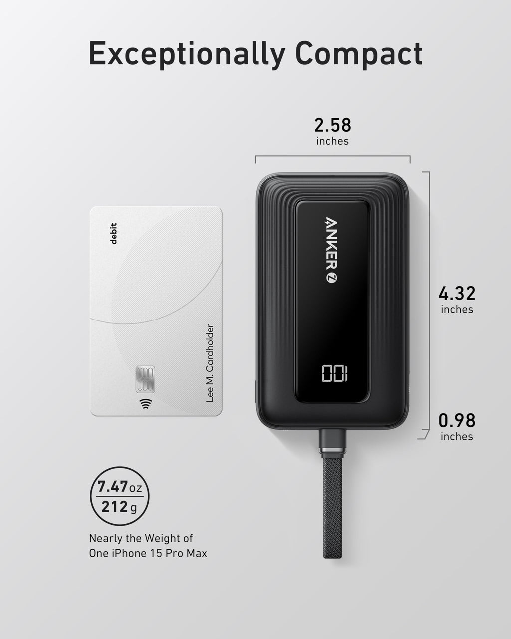 Anker Zolo 10K 30W Power Bank with Built-In USB-C Cable