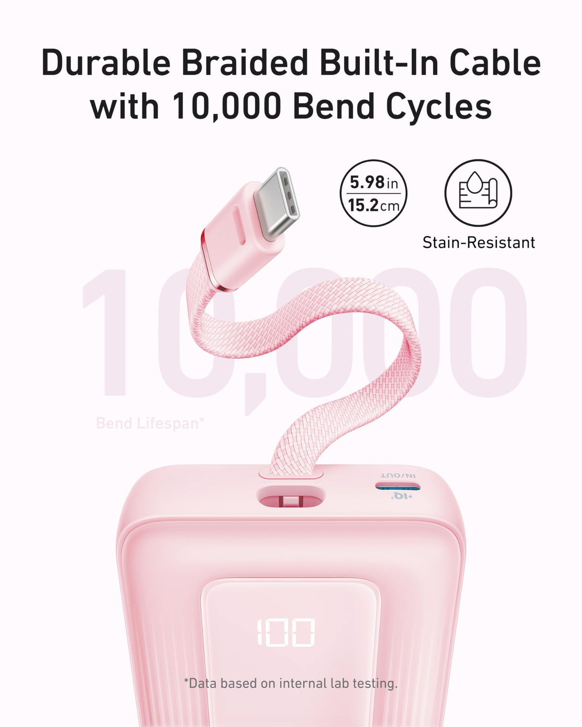 Anker Zolo 10K 30W Power Bank with Built-In USB-C Cable