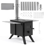 Hot Tent Wood Burning Stove with 8 Chimney Pipes & Ash Tray