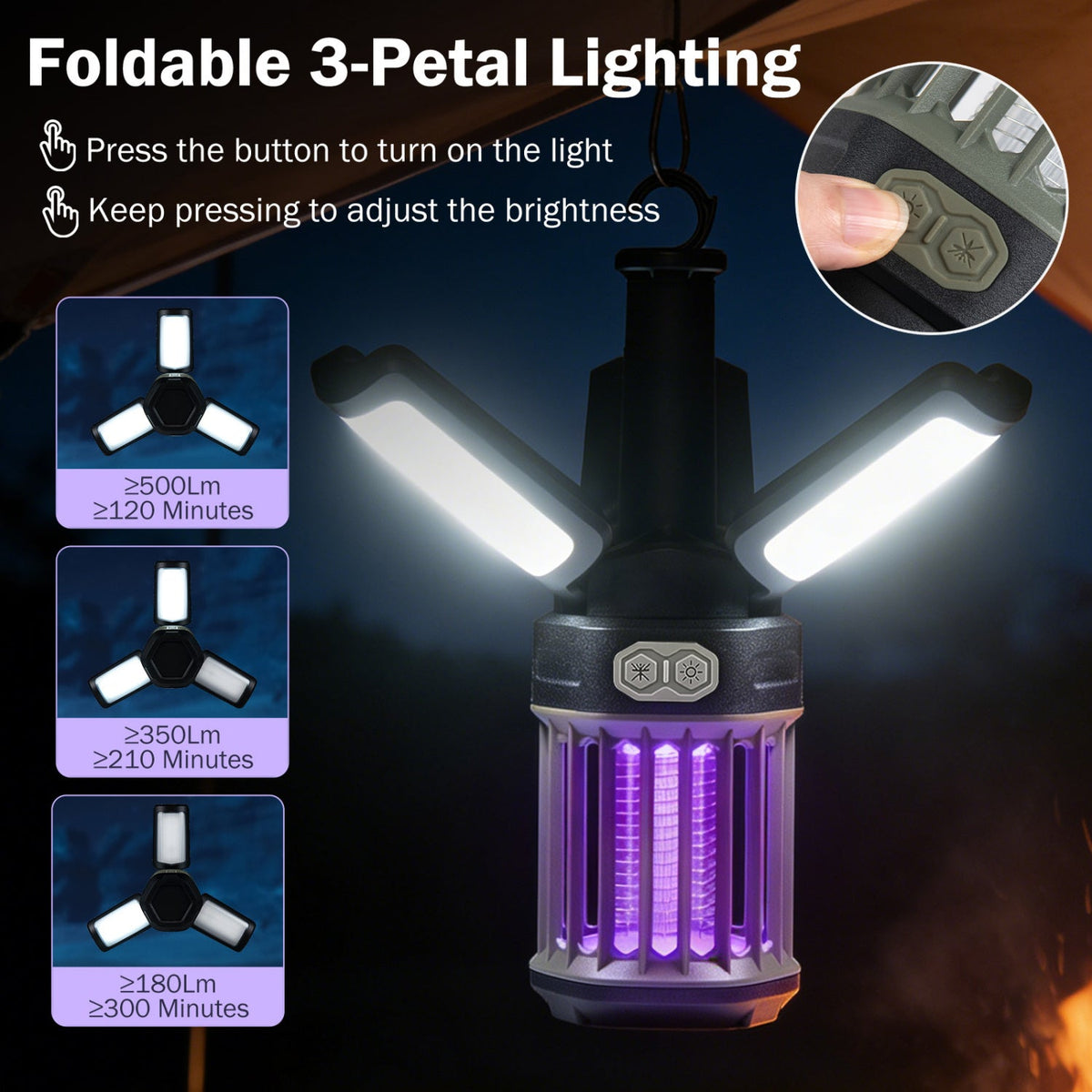 USB-C Rechargeable Bug Zapper & Folding Camping Lantern