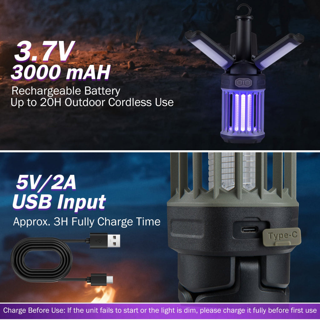 USB-C Rechargeable Bug Zapper & Folding Camping Lantern
