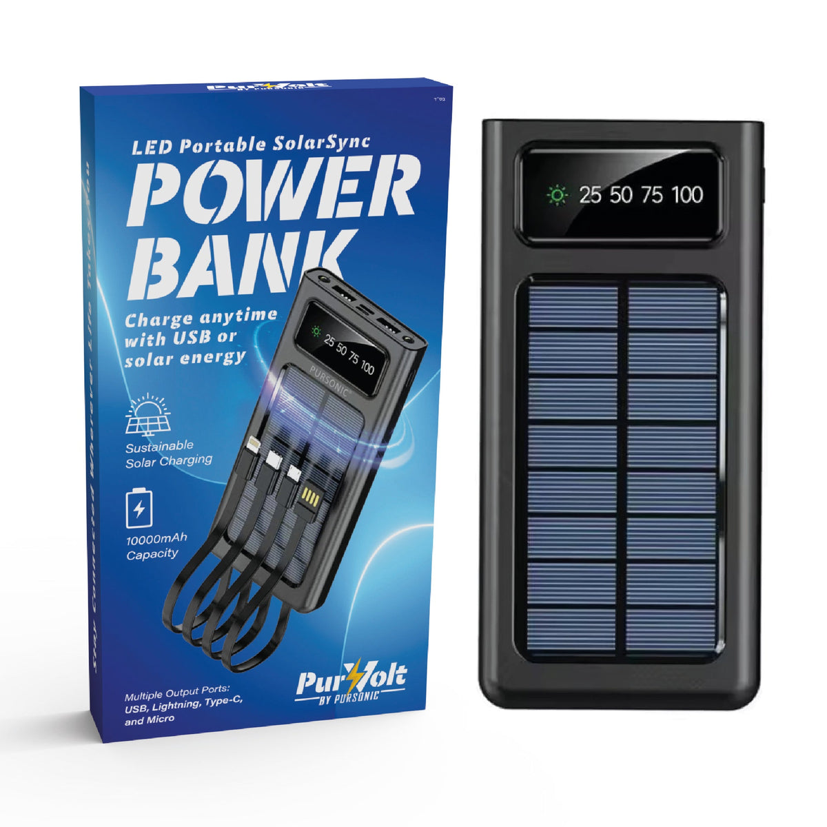 Pursonic SolarSync LED Portable Solar Power Bank