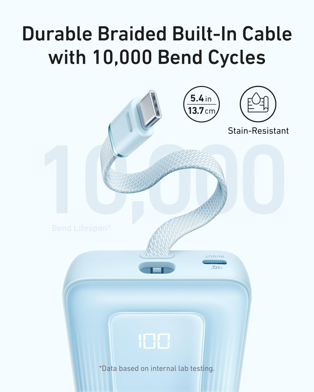 Anker Zolo 10K 30W Power Bank with Built-In USB-C Cable