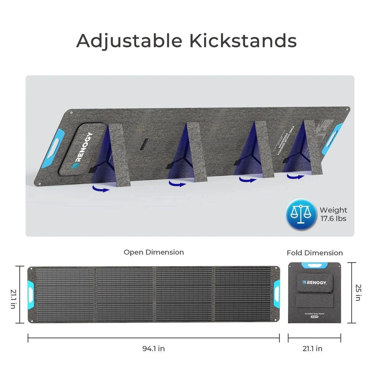 Renogy 200W Portable Solar Panel, IP65 Waterproof Foldable Solar Panel Power Backup, Solar Charger for Power Station RV Camping-4
