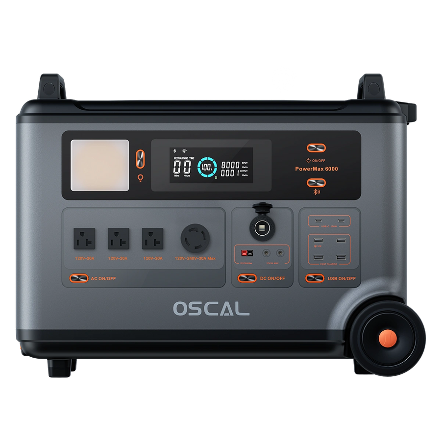 OSCAL PowerMax 6000 Portable Power Station | 3600Wh, 6000W, 120/240V