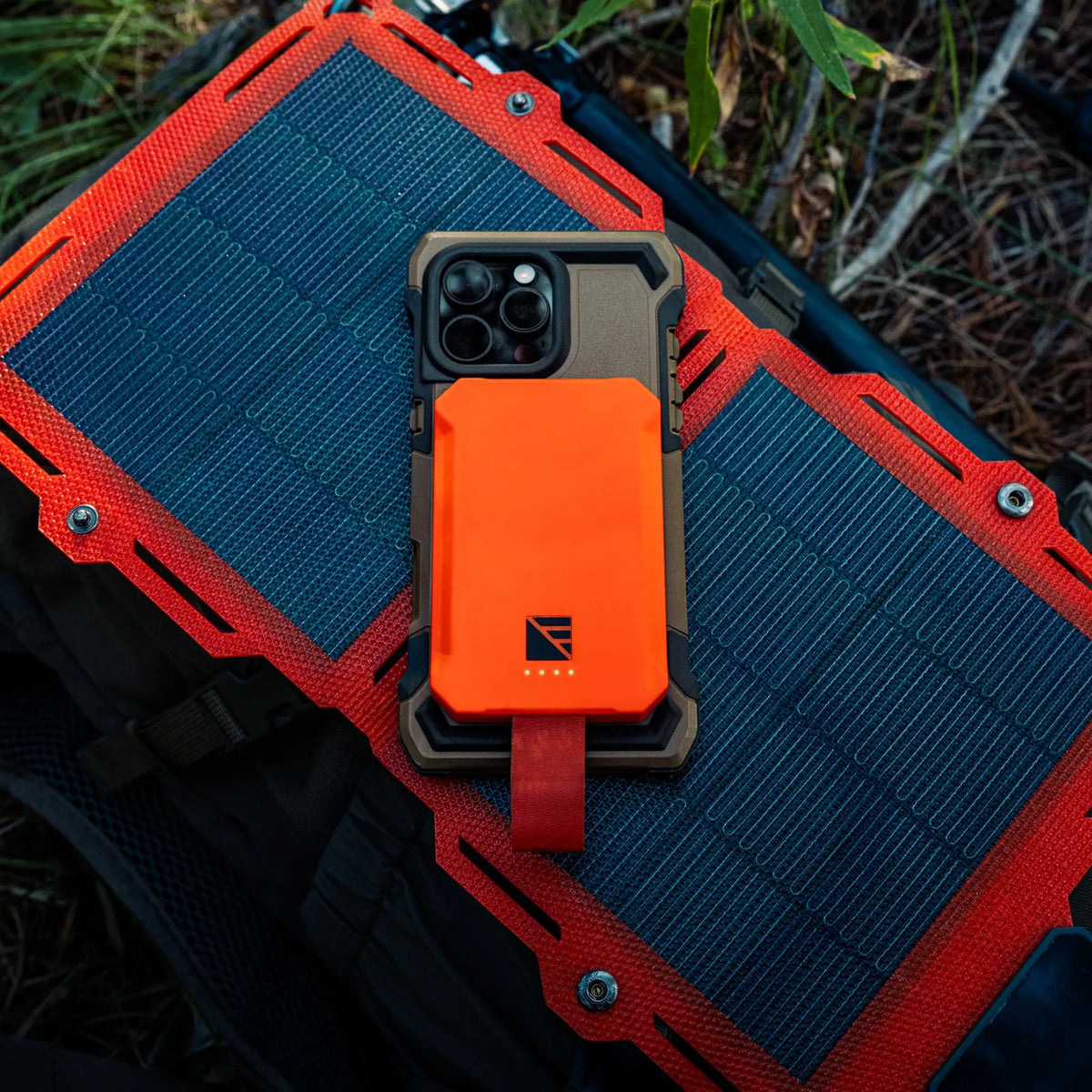 Dark Energy Poseidon Nano - Orange power bank with a portable solar panel