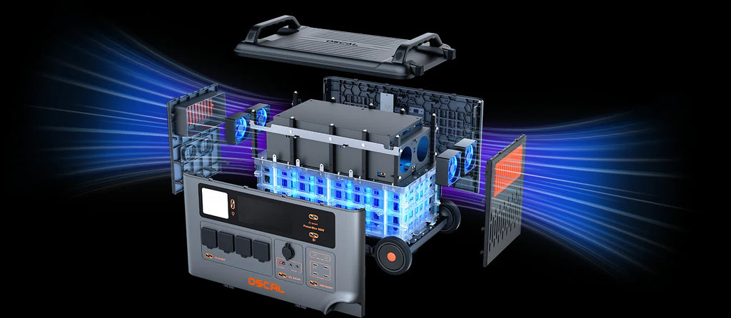 OSCAL PowerMax 3600 SE internal cooling system — manufacturer illustration