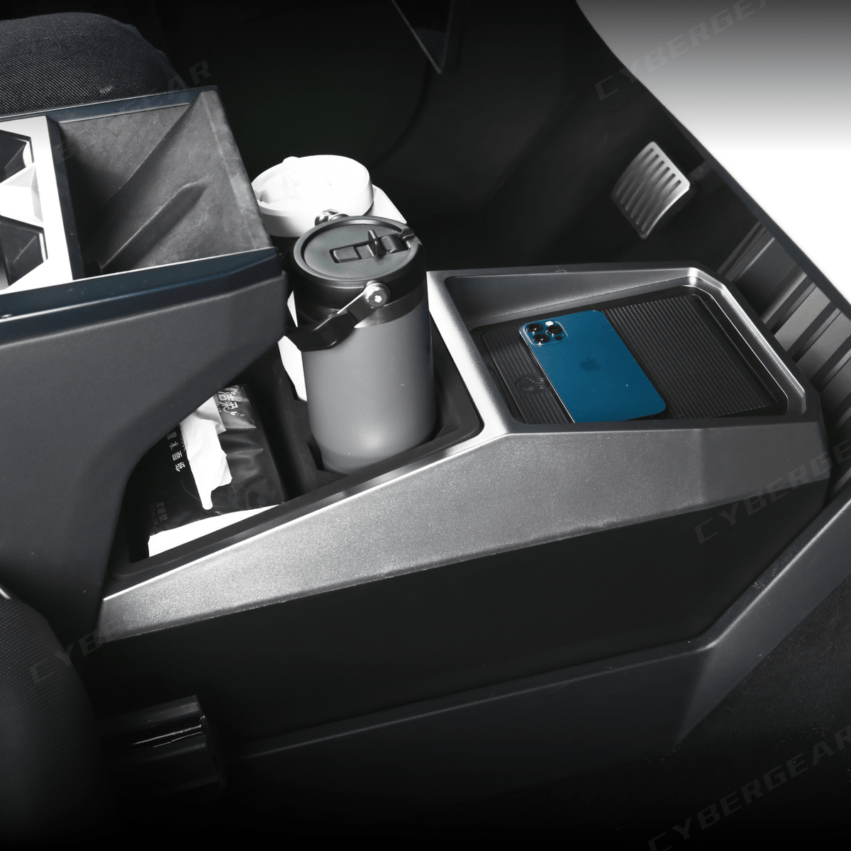 Tesla Cybertruck Center Floor Organizer & Trash Bin