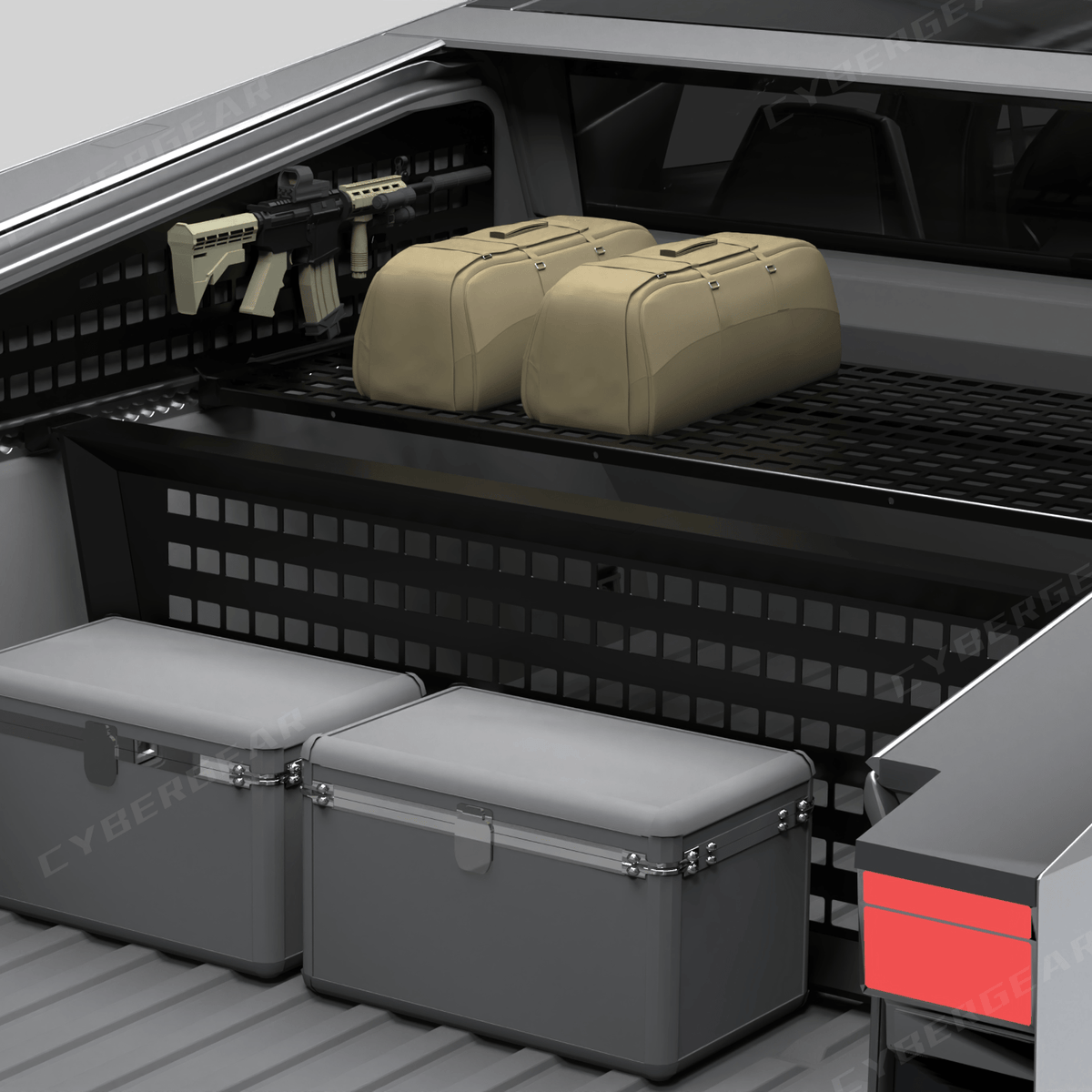 Tesla Cybertruck L-Track Molle Trunk Bed Shelf Level Molle Panels